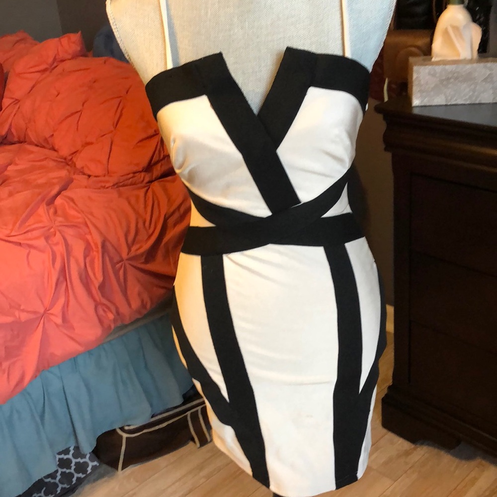 Black and white mini dress
